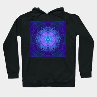 Mosaic Kaleidoscope Flower Blue and Purple Hoodie